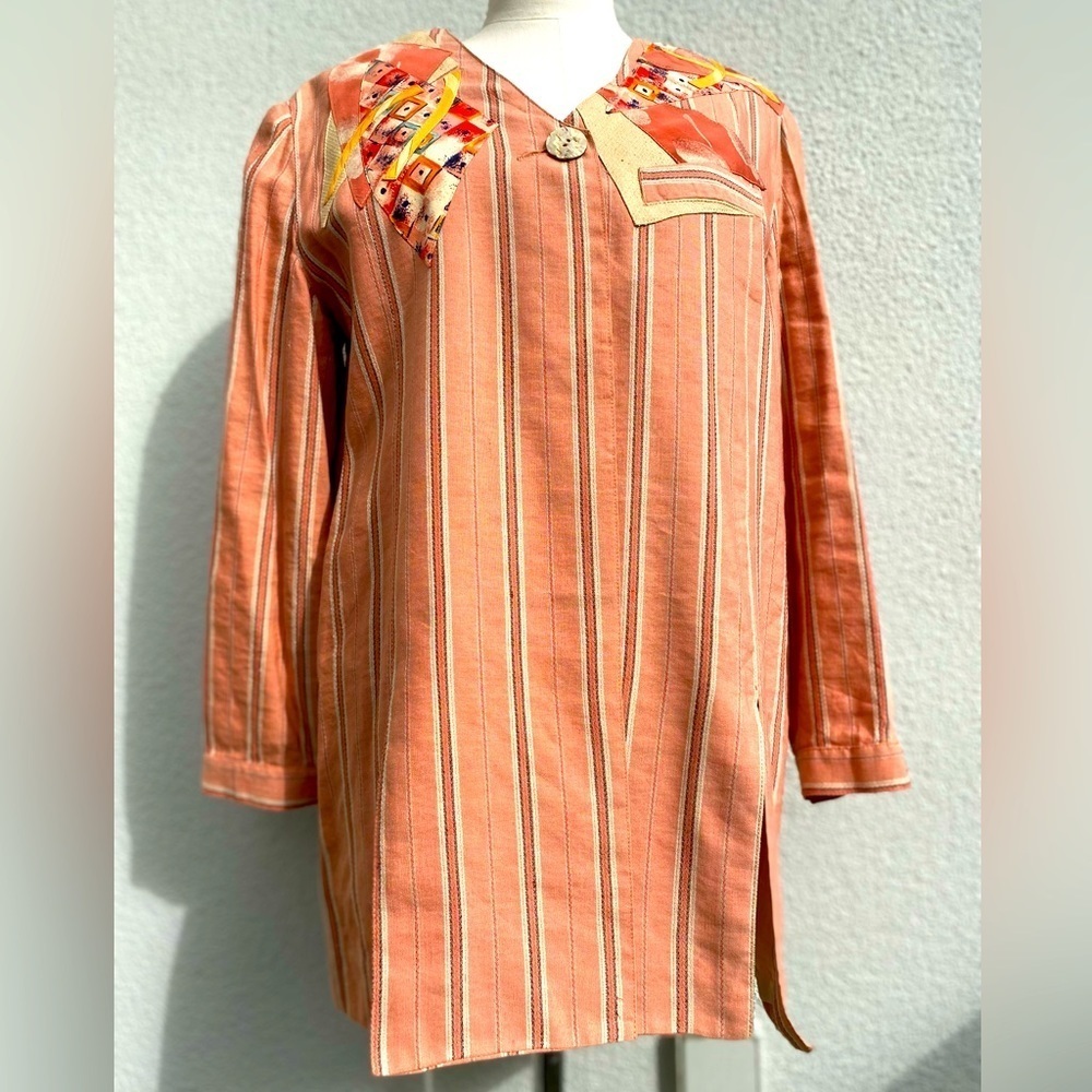Oversized Vintage 80’s vibe Peach Orange Womens Rayon Long Blazer size small